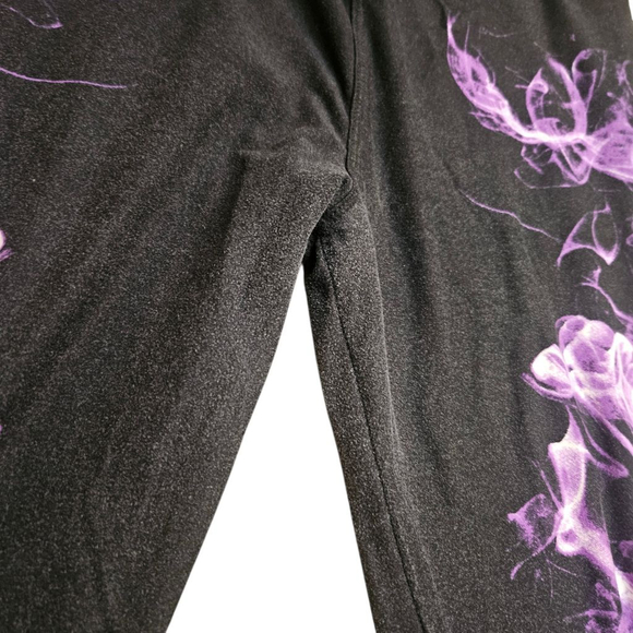 LuLaRoe One Size Black Purple Smoke Skull Leggings - Picture 5 of 8